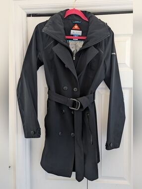 Columbia Black Double-Breasted Trench Coat with Belt